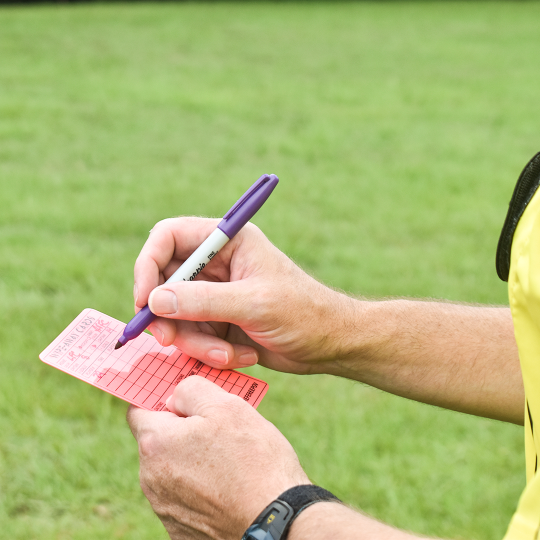 Referee blowing whistle and showing red card - Stock Photo - Masterfile -  Premium Royalty-Free, Code: 622-02913360